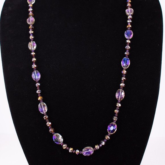 35 3/4" Magical Fairy Purple Faceted Crystal Glass Necklace $40 - Picture 1 of 11